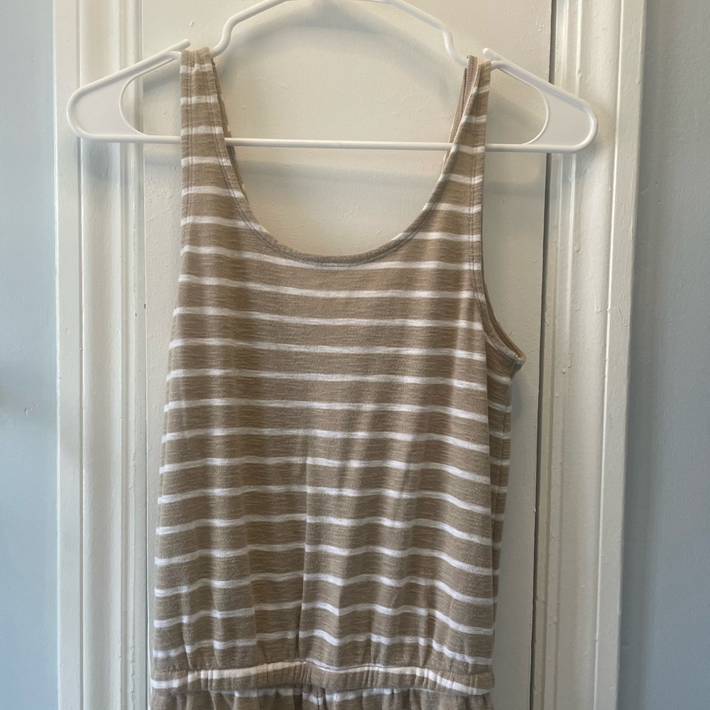 Aerie Striped Tan and White Jumpsuit with Pockets - Picture 5 of 7